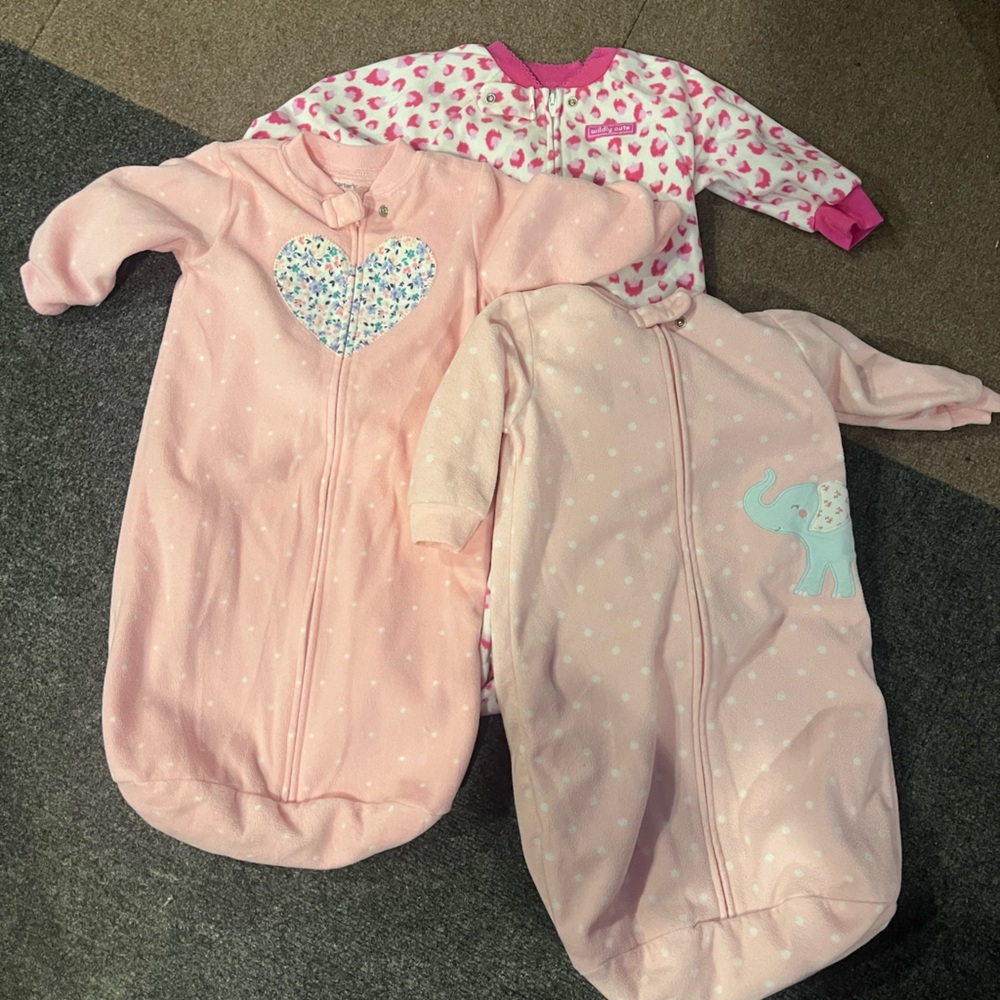 Pink Elephant and Heart Kids One Piece Set